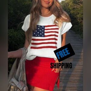 Women's White American Flag Top